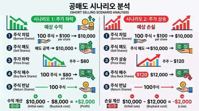 공매도 개념을 잘 설명하고 있는 시나리오 분석