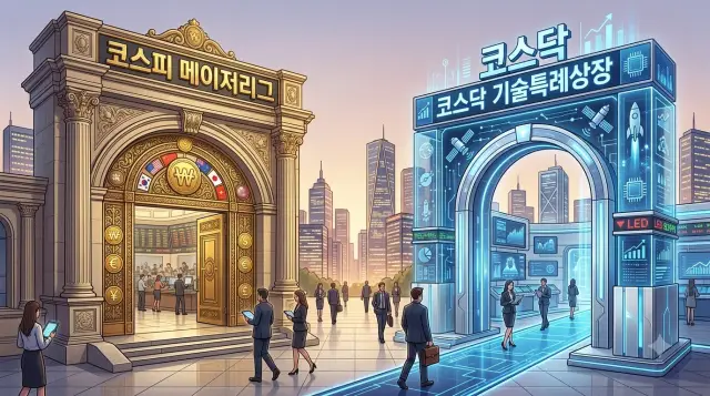 시장 평가시 코스피 코스닥 차이를 나타냄