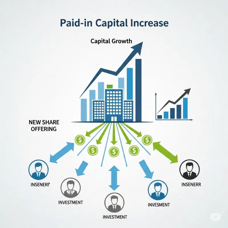 paid in capital increase 이미지가 건물위의 그래프 위에 쓰여져 있음