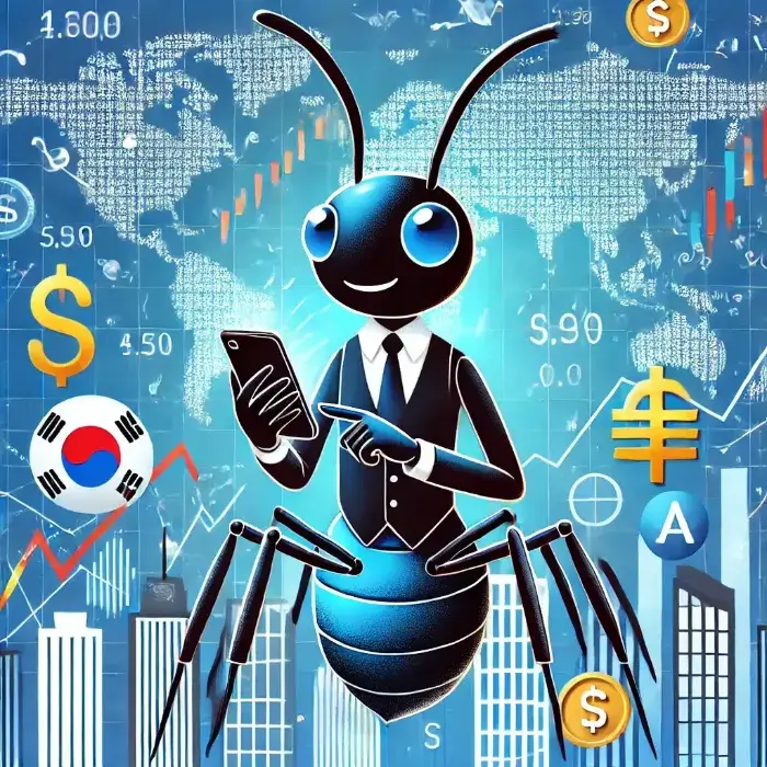 서학개미가 주식투자를 하는 모습을 이미지로 친근하게 표현함