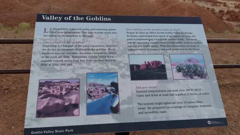 Goblin Valley State Park의 안내 표지판