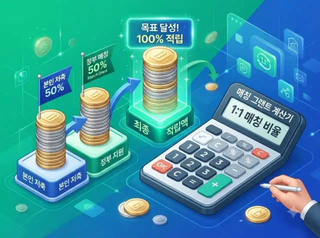 정부 매칭 지원금 수령액 계산 인포그래픽