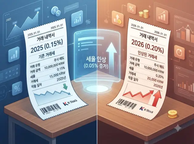 2026년 증권거래세 인상 세율 비교