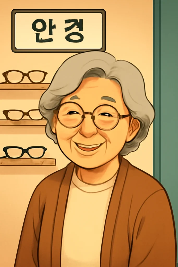 안경점에서 안경을 구입하는 할머니의 이미지