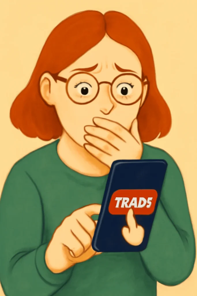 충동적으로 거래 버튼을 누르려다 머뭇거리는 초보 투자자 클로즈업