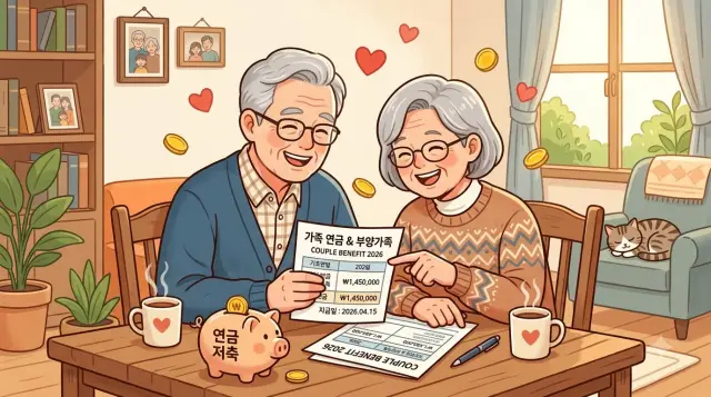 국민연금 수령으로 기뻐하는 부부