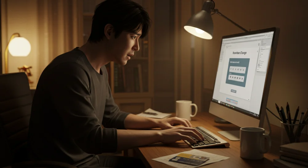 해킹소식을 듣고 카드의 비밀번호를 긴급히 교체하고 있음