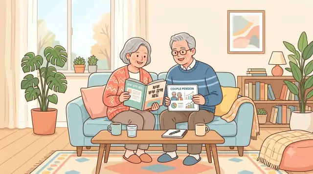 부부 기초연금을 확인하는 노부부