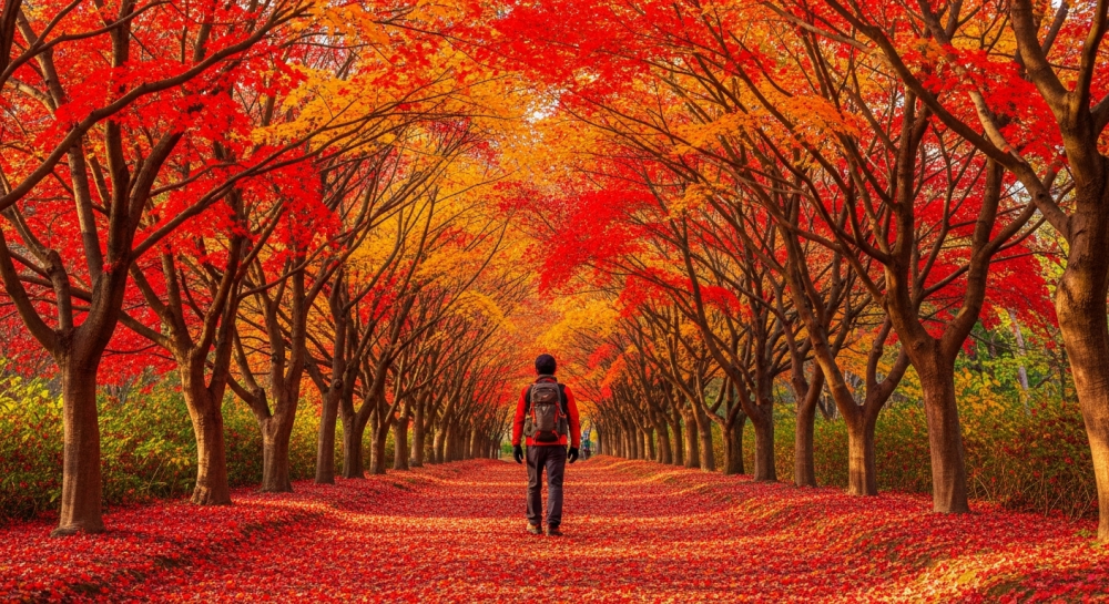 내장산 단풍 터널의 화려함