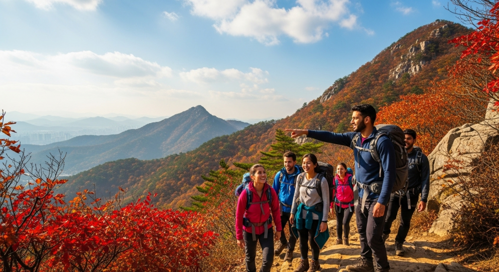 내장산을 등산하는 등산객들