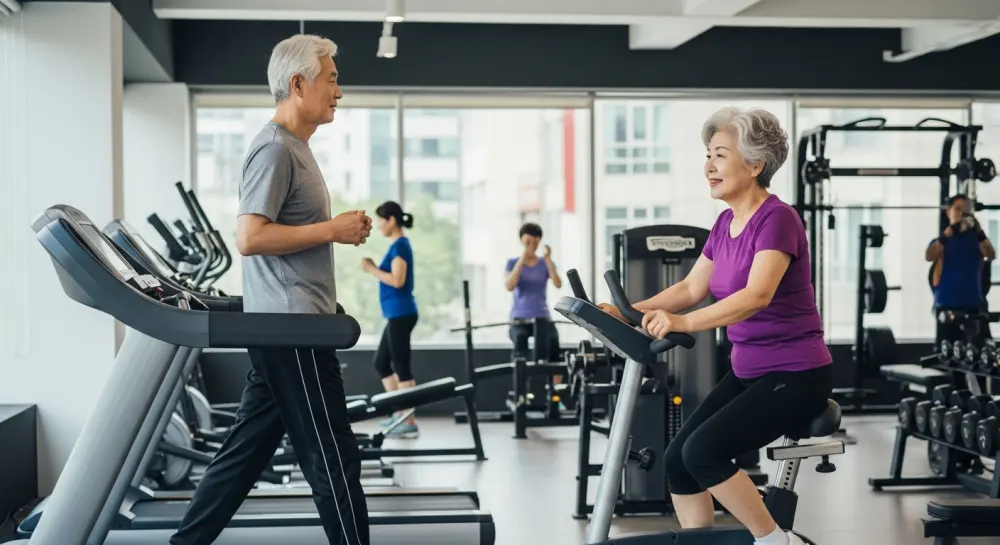 행복한 노년을 보내고 있는 부부