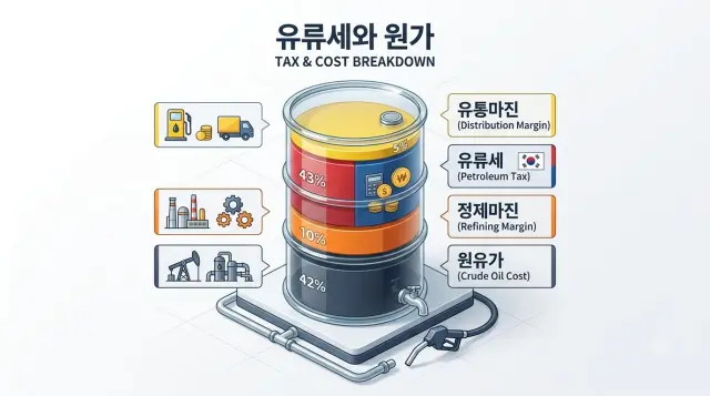 주유소 기름값은 각종 세금과 마진을 합하여 결정