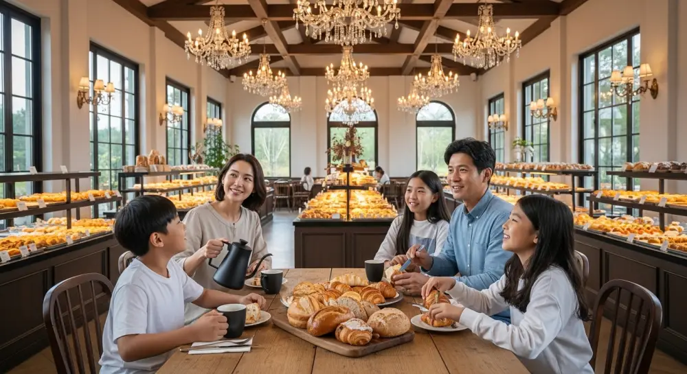베이커리 카페에서 가족과 함께 즐거운 시간