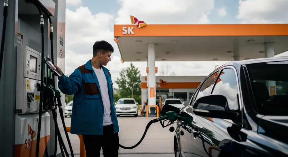 주유중인 소비자