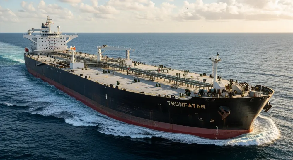 기름운반선에 원유를 수송하는 광경