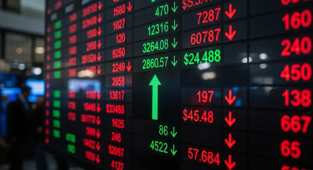 주식 전광판의 주가 디스플레이