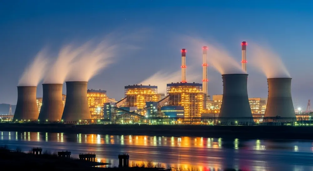 경기회복의 상징 화력발전소의 화려한 야경