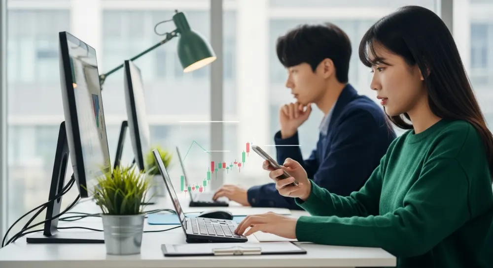 통장 쪼개기 등을 통하여 본인의 통장을 관리하는 젊은이의 모습