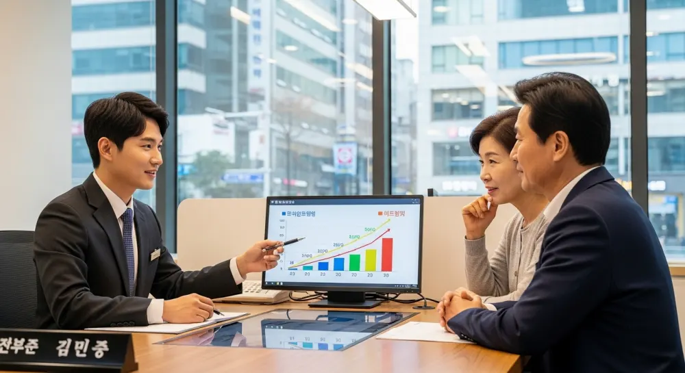 통장 쪼개기 관련 상담을 받고 있는 투자자