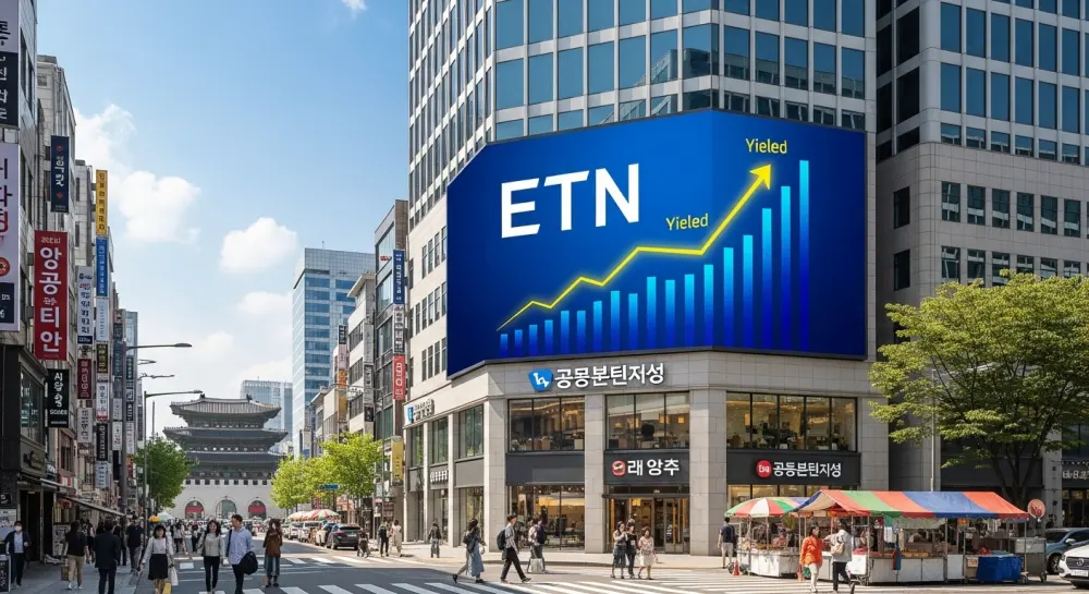 ETF vs ETN을 비교하기 위하여 나타내었으며 ETN 수익률 상승 이미지