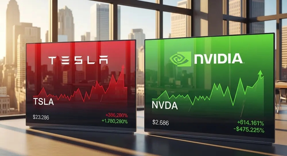 테슬라와 엔비디아의 주가 상승 추이