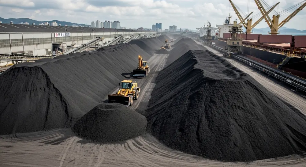 석탄 수출입의 모습 원화의 가치 변동에 따라 기업이 영향을 받음