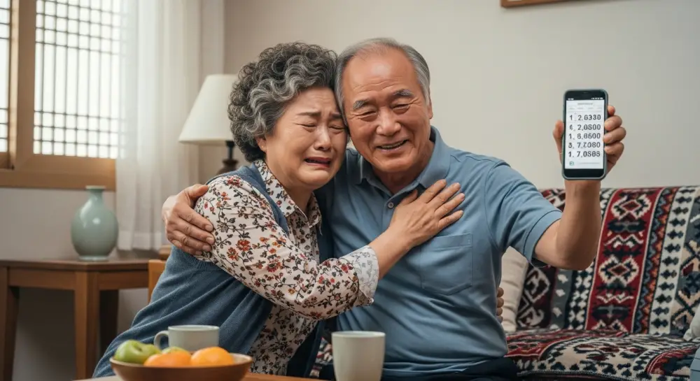 로또 당첨 후 행복한 울음