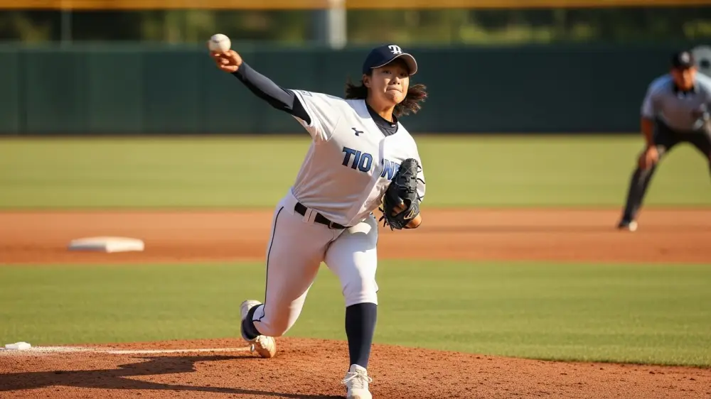 전력을 다하여 피칭 중