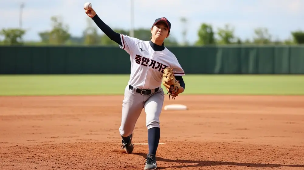 야구여왕의 투수가 피칭