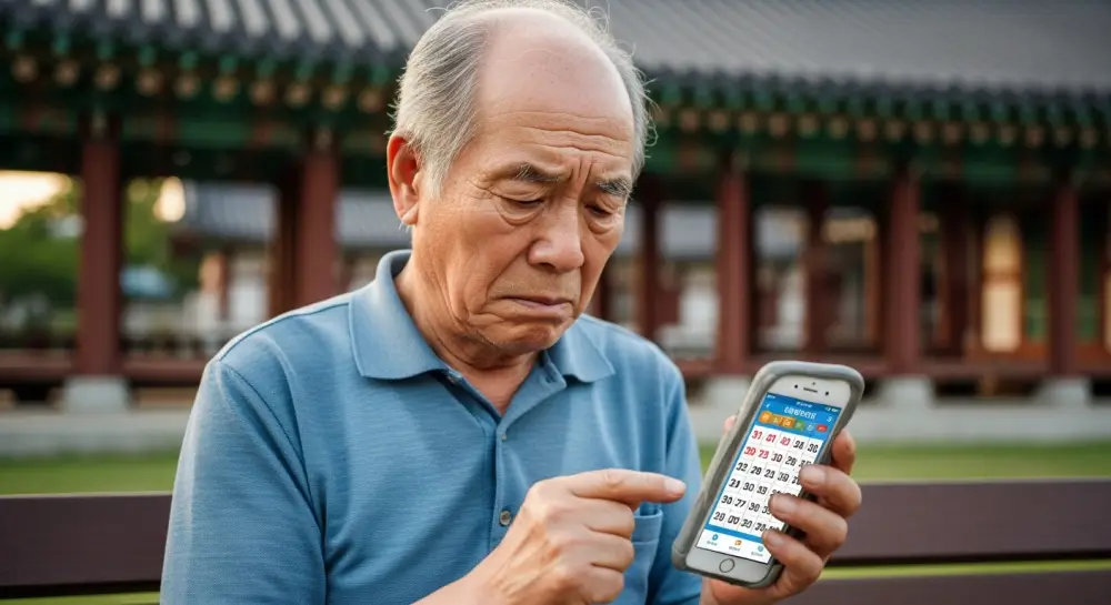 로또 번호를 맞추어 보고 있는 풍경