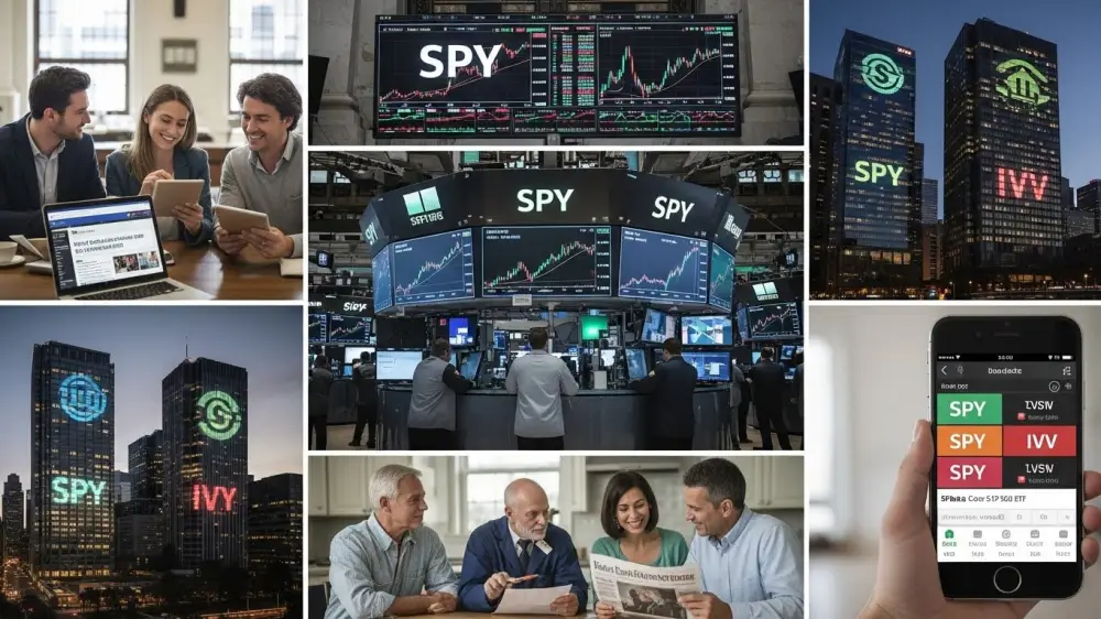 미국 ETF 정보를 보여주는 대형 전광판