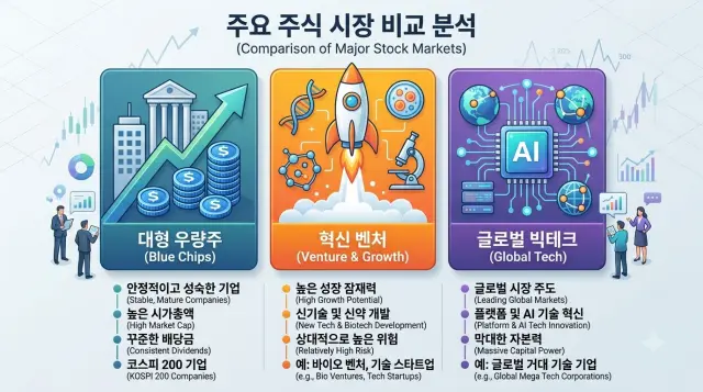 코스피 코스닥 나스닥 시장 비교 분석