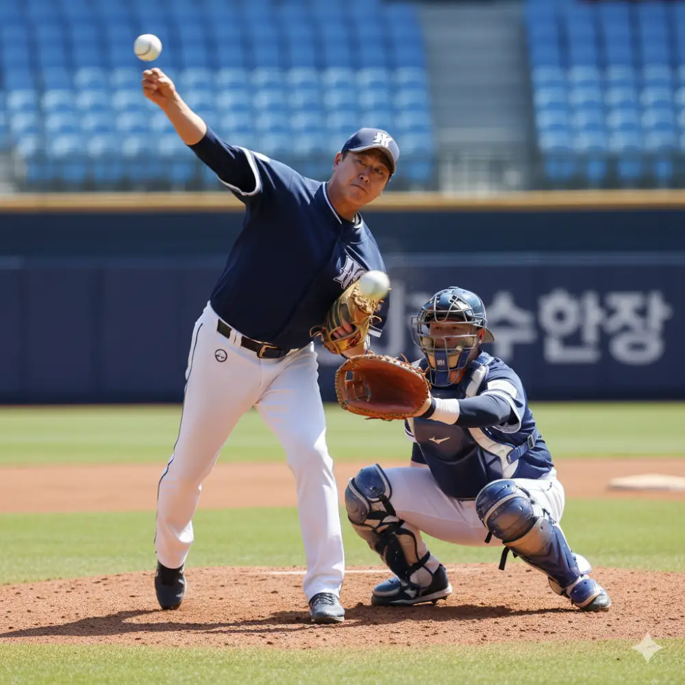 불꽃야구 선수들의 피칭과 캐칭