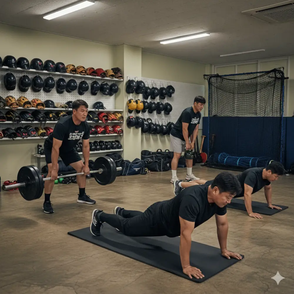 불꽃야구 선수들의 웨이트 훈련
