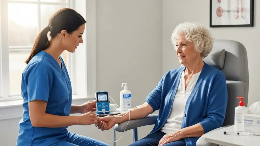 채혈 혈당 측정을 위하여 간호사가 채혈