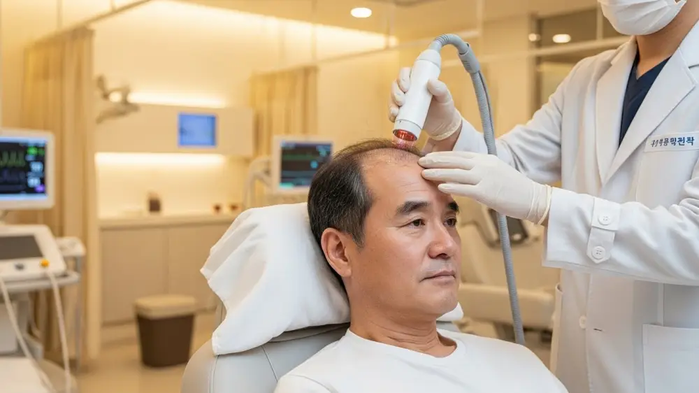 대머리를 시술 중