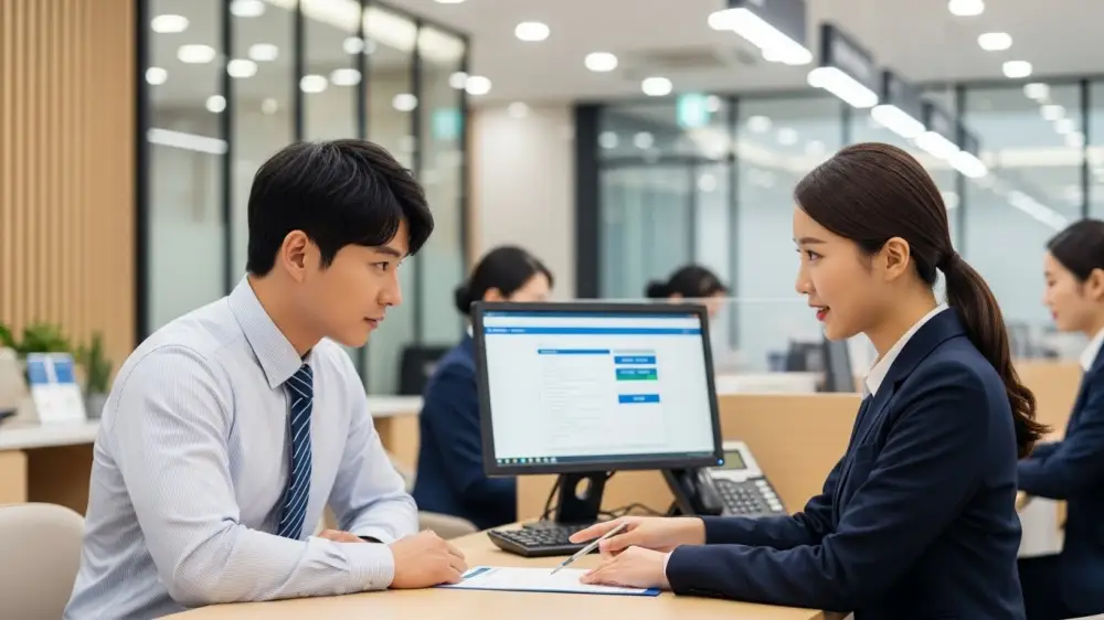 청년미래적금 가입을 위하여 상담 중