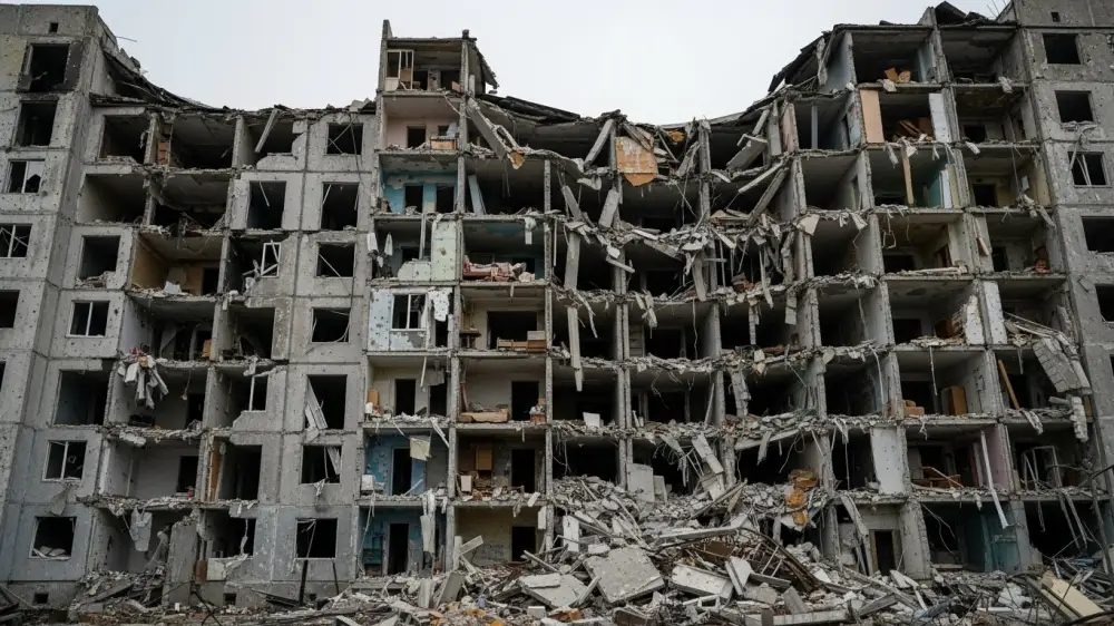 우크라이나 전쟁으로 파괴된 시내