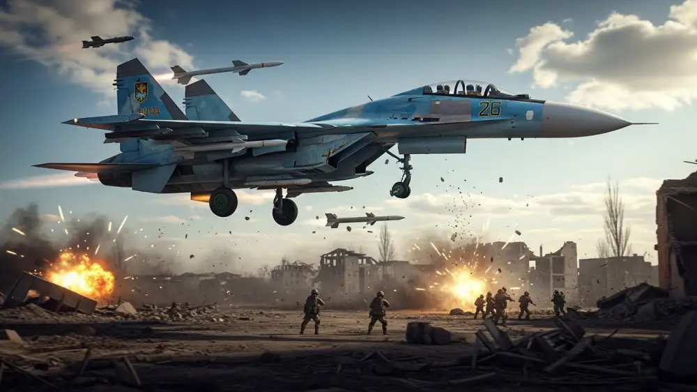 치열한 우크라이나 전쟁의 비행기