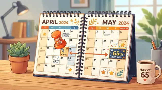 만 65세 생일 전 사전 신청 달력