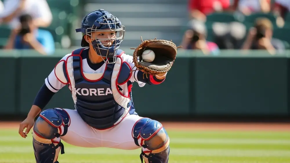 야구여왕 블랙퀸즈 vs 레이커스 경기 중 포수