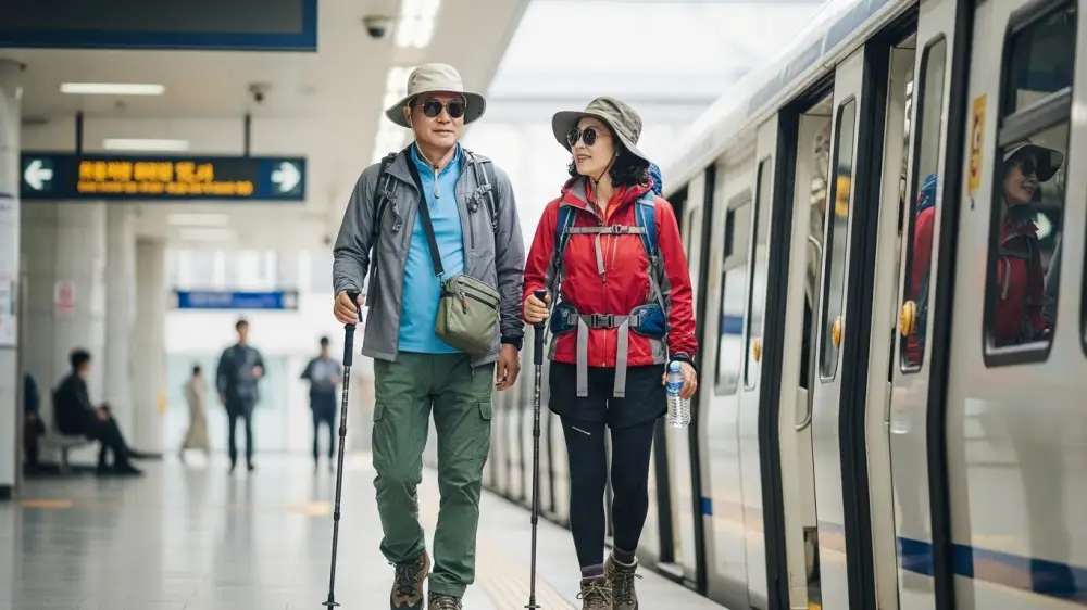 수도권 눈꽃산행을 위한 지하철 탑승