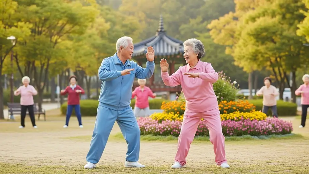 노부부의 공원 운동