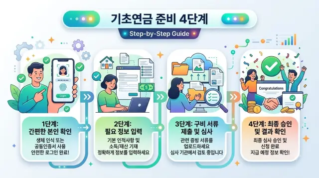 기초연금 준비 4단계 진행 흐름도