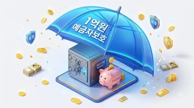 새마을금고 예금보호한도 1억원으로 우산을 쓰고 저금통을 지켜주는 모습