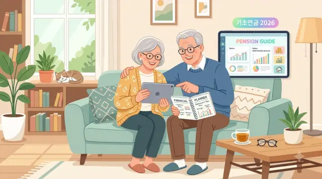 2026년 기초연금을 확인하는 노부부