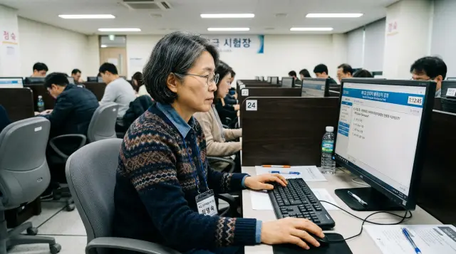 컴활 자격증 시험에 응시하는 중년
