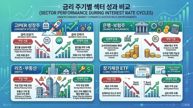 금리 변동시 주기별 섹터 성과 비교