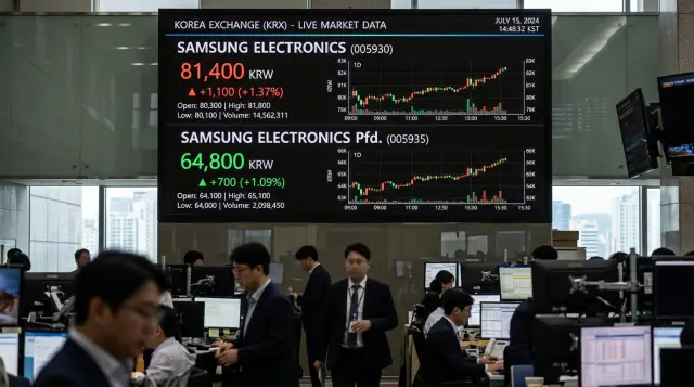 삼성전자 주가를 보여주는 전광판