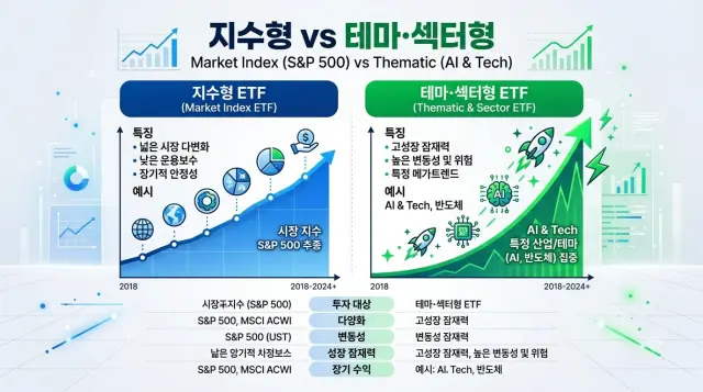 지수형 및 테마형 ETF 특징 비교